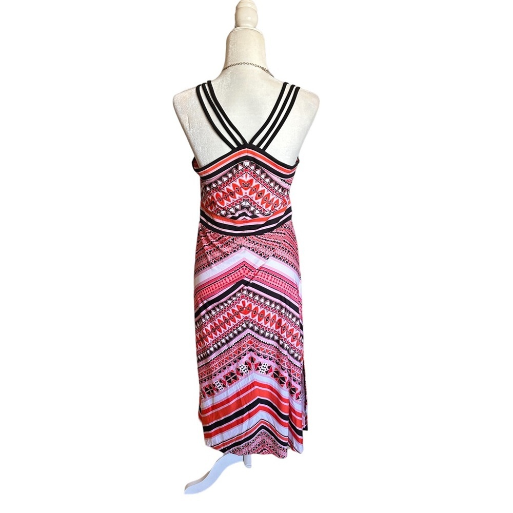 ๐บ๐ธ ๐ป 4/$25 Venus Graphic Herringbone Strappy Maxi Dress, Pink/Black, Size XL - Picture 4 of 6
